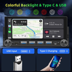 Autoradio 1 din bleutooth avec sans fil carplay et android auto - 6,86 pouces hd ecran tactile,wireless autoradio avec caméra de