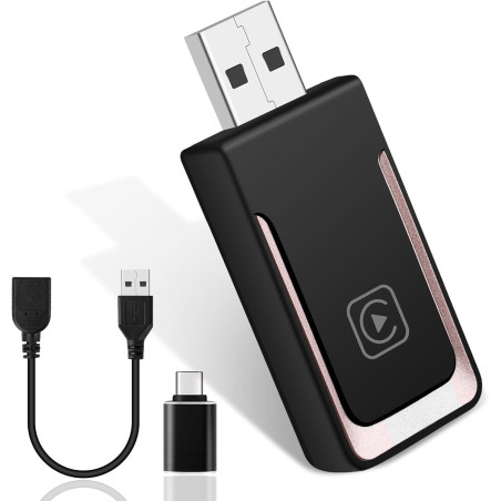 Adaptateur Carplayy sans Fil, Mini clé USB Carplayy sans Fil, Plug and Play, Compatible avec Les Voitures fonctionnant sous iOS 
