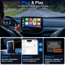 Adaptateur Carplayy sans Fil, Mini clé USB Carplayy sans Fil, Plug and Play, Compatible avec Les Voitures fonctionnant sous iOS 