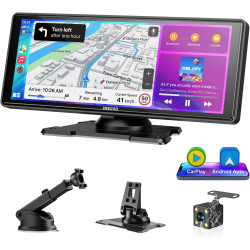 Essgoo écran carplay voiture 10,26 pouces avec caméra de recul prend en charge a-pple carplay & android auto,gps,fm, mirror link