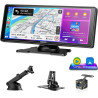 Essgoo écran carplay voiture 10,26 pouces avec caméra de recul prend en charge a-pple carplay & android auto,gps,fm, mirror link
