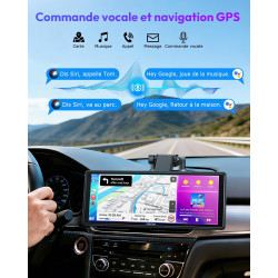 Essgoo écran carplay voiture 10,26 pouces avec caméra de recul prend en charge a-pple carplay & android auto,gps,fm, mirror link