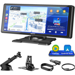 ESSGOO Écran Carplay Voiture, Supporte A-pple Carplay sans Fil et Android Auto, Écran Tactile IPS de 10.26 Pouces avec Capteur d