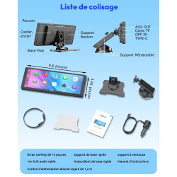 ESSGOO Écran Carplay Voiture, Supporte A-pple Carplay sans Fil et Android Auto, Écran Tactile IPS de 10.26 Pouces avec Capteur d
