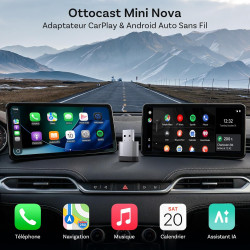 OTTOCAST Adaptateur CarPlay sans Fil et Android Auto 2 en 1, Mini Nova 2026 Adaptateur CarPlay Wireless, Compatible ChatGPT Gemi