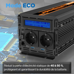 EDECOA Convertisseur 24v 220v Pur Sinus 2000w avec écran LCD 2X USB et télécommande Transformateur de Camion Onduleur 24v 230 Pu