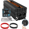 EDECOA Convertisseur 24V 220V Pur Sinus 2000W Fonction ECO pour Camion Camping-Car Van Compatible Panneau Solaire Isolation Galv