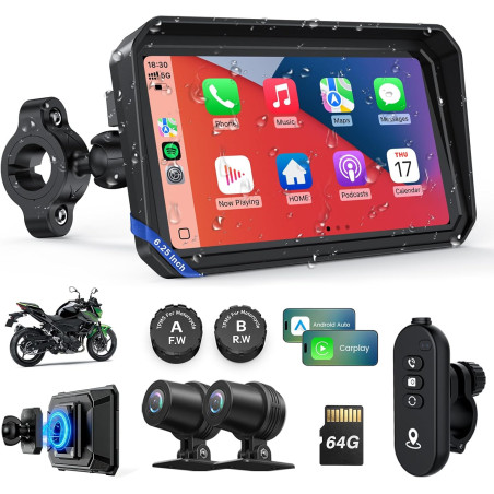 Wonvon écran motorcycle carplay avec android auto – 6,25” gps étanche pantalla para moto apple carplay système de navigation pou