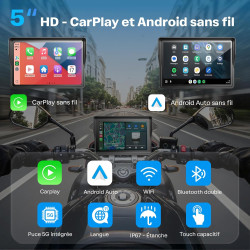 Wonvon 5 pouces carplay para motocicleta sistema de navegación gps con apple carplay android auto pantalla portátil con doble bl