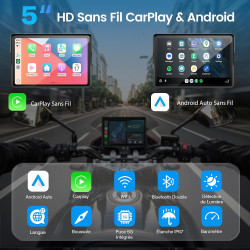 Écran motorcycle carplay avec android auto – 5” gps étanche, pantalla para moto, apple carplay, système de navigation pour moto,