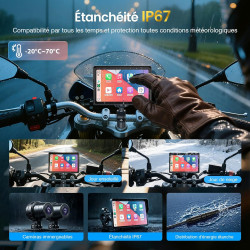 Écran motorcycle carplay avec android auto – 5” gps étanche, pantalla para moto, apple carplay, système de navigation pour moto,