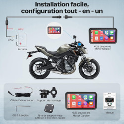 Wonvon carplay 6.25 pouces système de navigation gps pour moto avec apple carplay et android auto écran portable avec double ble