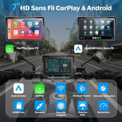 Wonvon écran motorcycle carplay avec android auto – 7” gps étanche, pantalla para moto, apple carplay, système de navigation pou