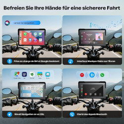 Wonvon écran motorcycle carplay avec android auto – 7” gps étanche, pantalla para moto, apple carplay, système de navigation pou