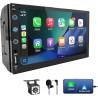Autoradio 2 DIN avec Carplay et Android Auto - Écran Tactile 7 Pouces avec caméra de recul, Mirror Link, USB/AUX/FM, adapté aux 