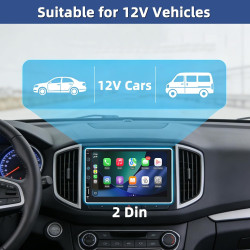 Autoradio 2 DIN avec Carplay et Android Auto - Écran Tactile 7 Pouces avec caméra de recul, Mirror Link, USB/AUX/FM, adapté aux 