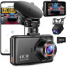 Dashcam Voiture Avant Arriere: 4K+2K 5G WiFi Camera Voiture Embarquée - Écran HD 3" avec App Contrôle Carte SD 64G Vision Noctur