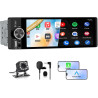Junsun autoradio 1 din écran tactile 6,36" avec carplay & android auto, bleutooth, gps, fm, charge type-c, 2 usb, microphone, ég