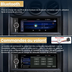 Junsun autoradio 1 din écran tactile 6,36" avec carplay & android auto, bleutooth, gps, fm, charge type-c, 2 usb, microphone, ég