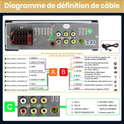Junsun autoradio 1 din écran tactile 6,36" avec carplay & android auto, bleutooth, gps, fm, charge type-c, 2 usb, microphone, ég