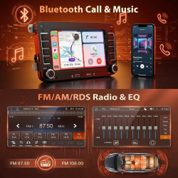 Autoradio pour vw golf 5 golf 6 polo touran passat tiguan skoda touran eos, apple carplay et android auto sans fil, écran 7 pouc