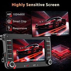 Autoradio pour vw golf 5 golf 6 polo touran passat tiguan skoda touran eos, apple carplay et android auto sans fil, écran 7 pouc