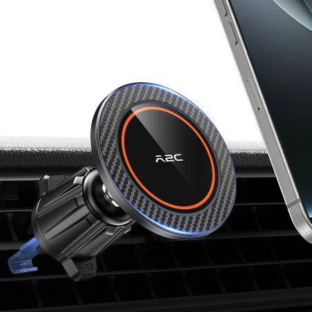 A2C Support Téléphone Voiture Grille d’Aération, Compatible MagSafe, 17 Aimants N54, Crochet Métallique, Rotation 360°, Support 