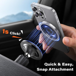 A2C Support Téléphone Voiture Grille d’Aération, Compatible MagSafe, 17 Aimants N54, Crochet Métallique, Rotation 360°, Support 