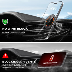 A2C Support Téléphone Voiture Grille d’Aération, Compatible MagSafe, 17 Aimants N54, Crochet Métallique, Rotation 360°, Support 