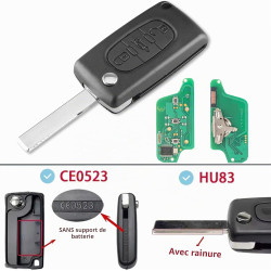 FSK 433MHz Coque de Clé 3Boutons Télécommande avec Lame HU83 pour Peugeot 207 307 308 SW 407 607 Expert Partner Citr0en C2 C3 C4