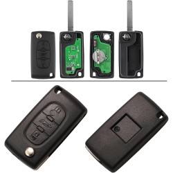 FSK 433MHz Coque de Clé 3Boutons Télécommande avec Lame HU83 pour Peugeot 207 307 308 SW 407 607 Expert Partner Citr0en C2 C3 C4