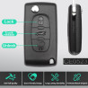FSK 433MHz Coque de Clé 3Boutons Télécommande avec Lame HU83 pour Peugeot 207 307 308 SW 407 607 Expert Partner Citr0en C2 C3 C4