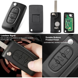 FSK Coque de Clé 3Boutons Télécommande pour Peugeot207 307 308 408 508 Partner Citr0en C2 C3 C4 C5 C6 C8 Berlingo Picasso CE0536