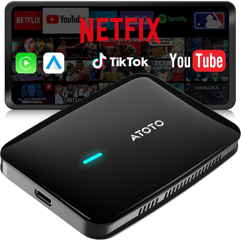 Adaptateur carplay sans fil, magic ai box android auto avec double wifi, verrouillage bleutooth, drivechat ai voice, 2go+16go, p