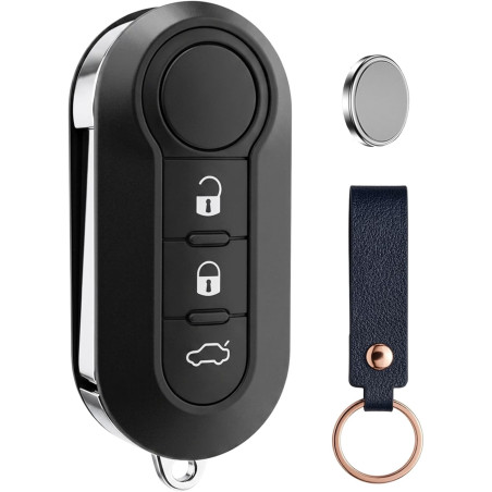 Coque de Clé de Voiture 3 Boutons Compatible avec Fiat 500 500L Brava Bravo Doblo Ducato Panda Punto Evo Grande Punto Lancia Peu