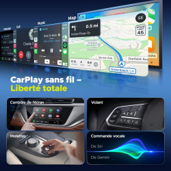 Lamtto adaptateur carplay sans fil, ai box android avec google play store, gemini ai, carplay & android auto sans fil, hdmi, air