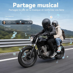 X2 intercom moto bleutooth, 2 casques 1000m système de communication | double bleutooth 5.4, multitâche audio, partage musique, 
