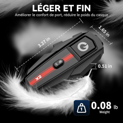 X2 intercom moto bleutooth, 2 casques 1000m système de communication | double bleutooth 5.4, multitâche audio, partage musique, 