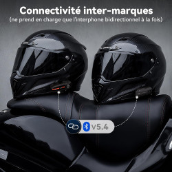 X2 intercom moto bleutooth, 2 casques 1000m système de communication | double bleutooth 5.4, multitâche audio, partage musique, 