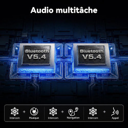 X2 intercom moto duo pour 2 casques 1000m système de communication | double bleutooth 5.4, multitâche audio, partage musique, ré
