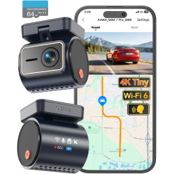 KAWA 4K Mini Dash Cam Front, Contrôle Vocal, Affichage Stealth, Caméra de Voiture NightEagle Engine 2K HDR, Wi-FI 6 et GPS intég