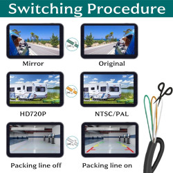 720P Caméra de Recul pour Voiture, avec Vision Nocturne, Assistant de Stationnement étanche, Alimentation Universelle 12V-24V po
