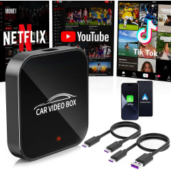 Magic Video Box 3 en 1 - Adaptateur de Voiture sans Fil CarPlay & Android avec Youtube, TikTok, Support de Carte TF, Mise à Nive
