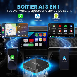 Magic Video Box 3 en 1 - Adaptateur de Voiture sans Fil CarPlay & Android avec Youtube, TikTok, Support de Carte TF, Mise à Nive