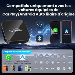 Magic Video Box 3 en 1 - Adaptateur de Voiture sans Fil CarPlay & Android avec Youtube, TikTok, Support de Carte TF, Mise à Nive