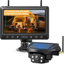 Caméra de Recul sans Fil Solaire avec Batterie 10000mAh, Caméra de Recul sans Fil 7", Étanchéité IP69, Vision Nocturne Infraroug