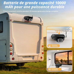 Caméra de Recul sans Fil Solaire avec Batterie 10000mAh, Caméra de Recul sans Fil 7", Étanchéité IP69, Vision Nocturne Infraroug