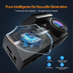 Dashcam Voiture Avant Arrière 4K+2K avec Carte SD 64GB, 5GHz WiFi Camera Voiture, Dash Cam Grand Angle 170°, Vision Nocturne WDR