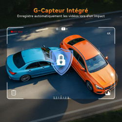 Dashcam Voiture Avant Arrière 4K+2K avec Carte SD 64GB, 5GHz WiFi Camera Voiture, Dash Cam Grand Angle 170°, Vision Nocturne WDR