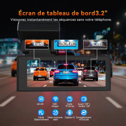 Dashcam Voiture Avant Arrière 4K+2K avec Carte SD 64GB, 5GHz WiFi Camera Voiture, Dash Cam Grand Angle 170°, Vision Nocturne WDR
